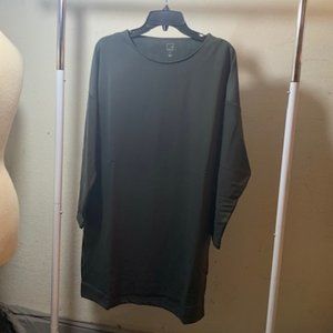 Meraki Women's Charcoal Gray Long Sleeve Midi Shift Dress Medium NIB